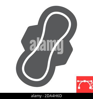 Sanitär Serviette Glyphe Symbol, Schutz und Hygiene, Sanitär-Pad Zeichen Vektorgrafik, editierbare Strich solide Symbol, eps 10. Stock Vektor
