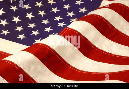 NAHAUFNAHME DER AMERIKANISCHEN FLAGGE Stockfoto