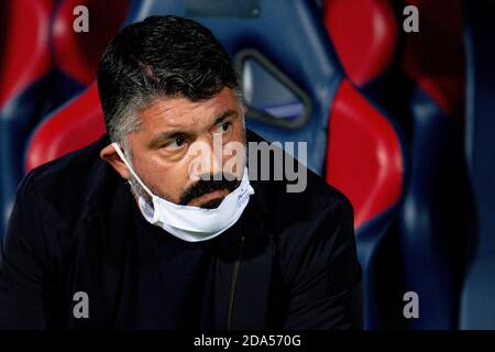 Bologna, Italien. November 2020. Bologna, Italien, Dall'Ara Stadion, 08 Nov 2020, Gennaro Gattuso (Coach SSC Napoli) während Bologna Calcio vs SSC Napoli - Italienische Fußballserie A Spiel - Credit: LM/Ettore Griffoni Credit: Ettore Griffoni/LPS/ZUMA Wire/Alamy Live News Stockfoto