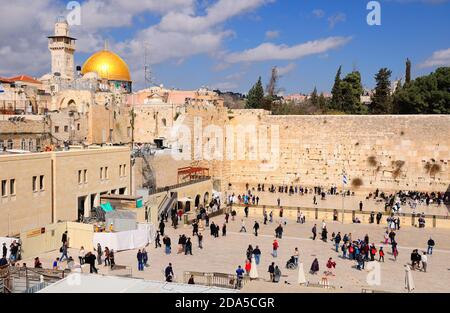 Der Platz neben der westlichen Mauer in der Altstadt Jerusalems. Stockfoto