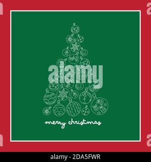 Weihnachtsbaum von Kugeln in einem grünen Hintergrund Stock Vektor