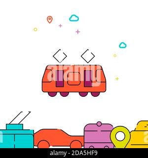 Tram gefüllte Linie Symbol, einfache Illustration Stock Vektor