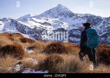 Neuseeland Landschaft auf Avalanche Peak, Scotts Track. Wandern und Wandern im Arthurs Pass, Südinsel Neuseelands Stockfoto