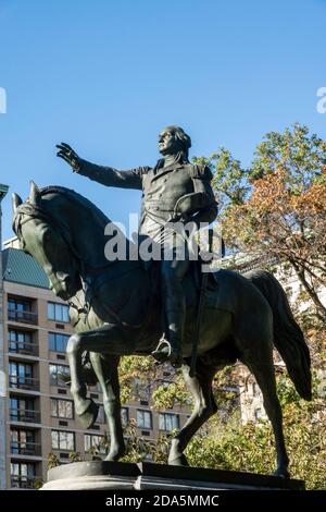 General George Washington on Horseback Statue befindet sich im Union Square Park, NYC Stockfoto