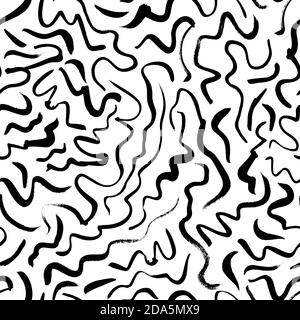 Gewellte und gewellte Pinselstriche nahtloses Muster. Stock Vektor