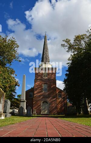 St. Paul's Episcopal Church in Edenton, North Carolina wurde während der Kolonialzeit gebaut. Stockfoto