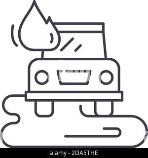 Unfall-Symbol, lineare isolierte Illustration, dünne Linie Vektor, Web-Design-Zeichen, Kontur Konzept-Symbol mit editierbarer Kontur auf weißem Hintergrund. Stock Vektor