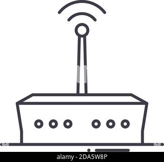 5g WiFi Router Symbol, lineare isolierte Illustration, dünne Linie Vektor, Web-Design-Zeichen, skizzieren Konzept Symbol mit editierbaren Strich auf weißem Hintergrund. Stock Vektor