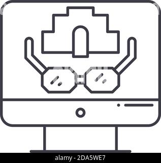 3d-Spiel-Symbol, lineare isolierte Illustration, dünne Linie Vektor, Web-Design-Zeichen, Kontur Konzept Symbol mit editierbaren Strich auf weißem Hintergrund. Stock Vektor
