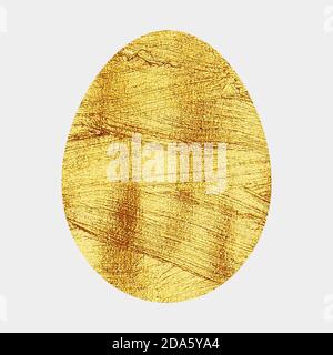 Illustration eines goldenen Egg isoliert auf weißem Hintergrund. Goldenes metallisches glänzendes Osterei. Gold glitzernde Metallstruktur. Osterkarte. Frohe Ostern. Vektorgrafik Stock Vektor