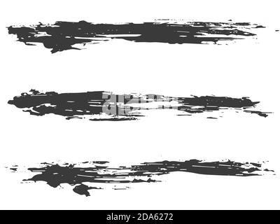 Vektorset von Grunge-Pinselstrichen. Pinselstriche mit schwarzer Tinte. Schwarze Farbflecken. Element für Ihr Design. Stock Vektor