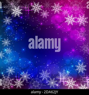 Schöner Winterrahmen mit Schneeflocken und Sternen Stock Vektor