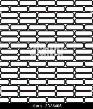 Illustration Vektor der nahtlosen schwarz-weißen Ziegelwand isoliert Auf weißem Hintergrund Stock Vektor