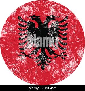 Illustration Vektor Grunge Stempel runde Flagge von albanien Land Stock Vektor