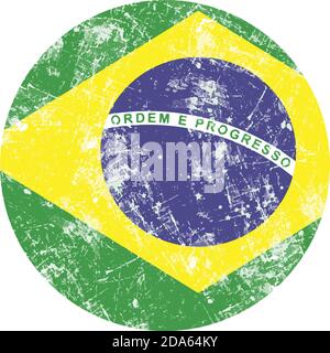 Illustration Vektor Grunge Stempel runde Flagge von brasilien Land. Stock Vektor