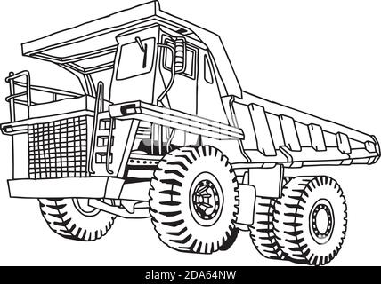 Illustration Vektor Hand gezeichnete Doodle von Muldenkipper isoliert auf Weißer Hintergrund Stock Vektor