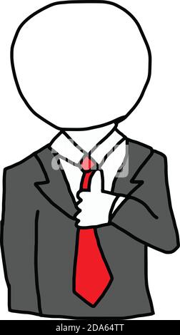 Illustration Vektor handgezeichnete Kritzeleien des Geschäftsmannes mit Kreis auf Seinen Kopf Stock Vektor