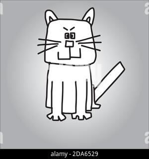 Illustration Vektor Hand gezeichnete Kritzeleien weiße Katze sitzend Stock Vektor