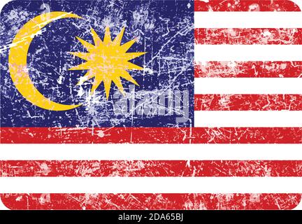 Illustration Vektor Grunge Stempel Flagge von Malaysia Land Stock Vektor