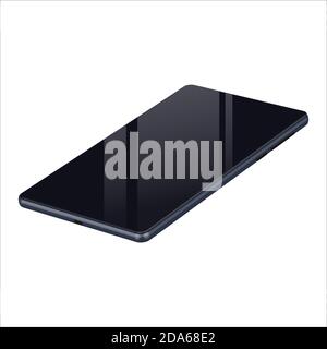 Realistische Handy mit schwarzem leeren Bildschirm für die Präsentation von UI, UX, App isoliert auf weiß. Für Mockups und Website-Vorlagen. Vektor. Stock Vektor