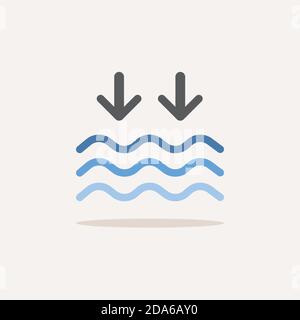 Ebbe. Farbsymbol mit Schatten. Vektordarstellung der Wetterglyphe Stock Vektor