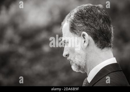 MADRID, SPANIEN - 04. Jun 2018: König von Spanien Felipe VI. Bei einem Treffen mit dem Präsidenten der Ukraine Petr Poroschenko Stockfoto