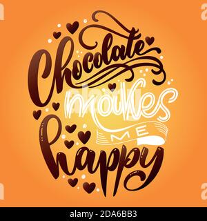Schokolade Hand Schriftzug Zitat. Bunte Weihnachten Winter Wort Komposition. Vektor Design Elemente für T-Shirt, Tasche, Poster, Karte, Aufkleber und Menü Stock Vektor