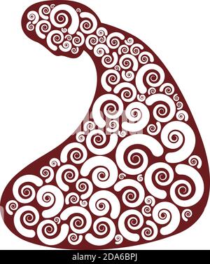 Vektorzeichnung durch Wirbelmuster erstellt. Mann meditiert in Gebetsstellung. Menschliche Figur, die ein Kreuz gründet, die Seele im Glauben reinigt. Stock Vektor