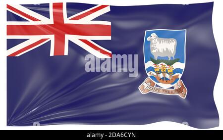 3d Illustration einer wehenden Flagge der Falklandinseln Stockfoto