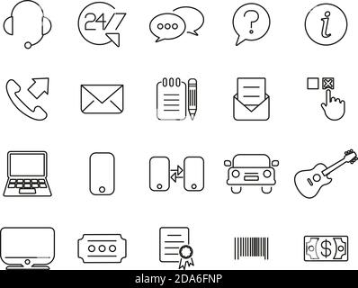 Ersatz Oder Austausch Von Symbolen Schwarz-Weiß Thin Line Set Groß Stock Vektor