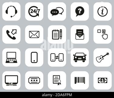 Ersatz Oder Austausch Von Symbolen Schwarz-Weiß Flat Design Set Groß Stock Vektor