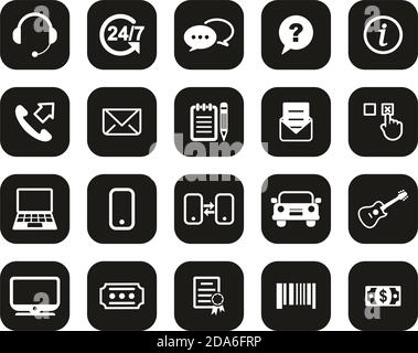 Ersatz Oder Austausch Von Symbolen Weiß Auf Schwarz Flat Design Set Groß Stock Vektor