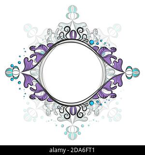 Lila Vintage-Rahmen auf weißem Hintergrund. Wunderschöne Ornamentvorlage. Ideal für Einladung, Flyer, Menü, Broschüre, Postkarte, Tapete, Dekoration. Stock Vektor