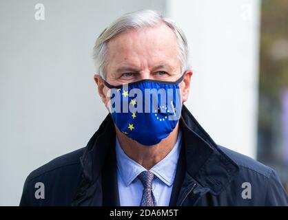 London, Großbritannien. November 2020. Michel Barnier, Chefunterhändler der EU, kommt in Westminster zu Gesprächen mit Lord David Frost an. Kredit: Mark Thomas/Alamy Live Nachrichten Stockfoto