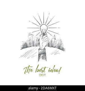 Das beste Idee Konzept. Von Hand gezeichneter isolierter Vektor Stock Vektor
