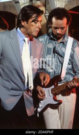 Bryan Ferry und Roxy Music bei einem Filmdreh in Rom 1982. Stockfoto