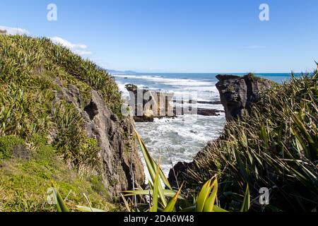 Punakaiki Pancake Rocks in Neuseeland Stockfoto