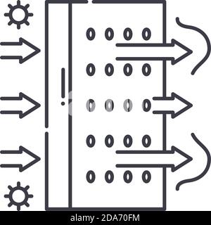 Luftreiniger Symbol, lineare isolierte Illustration, dünne Linie Vektor, Web-Design-Zeichen, Umriss Konzept Symbol mit editierbarer Kontur auf weißem Hintergrund. Stock Vektor
