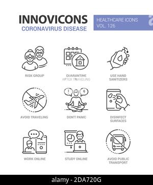 Coronavirus Disease - Symbole für Liniendesign Stock Vektor