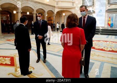 Madrid, Madrid, Spanien. November 2020. König Felipe VI. Von Spanien nimmt am 10. November 2020 am 75. Jahrestag der Gründung der Vereinten Nationen (UN) im Königspalast von El Pardo in Madrid Teil.Quelle: Jack Abuin/ZUMA Wire/Alamy Live News Stockfoto