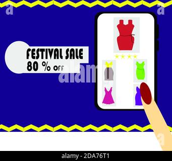 Festival Sale Vorlage, Gruß 80% Rabatt Banner für den Online-Shop oder Shop. Stockfoto