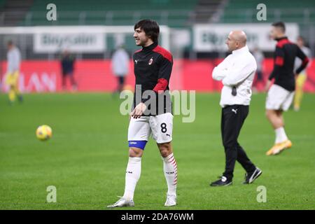 Mailand, Italien. November 2020. Sandro Tonali von AC Mailand während der Serie EIN Spiel zwischen AC Mailand und Hellas Verona. Stockfoto