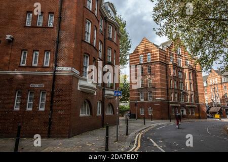 Lokale Leute, darunter Dan Cruickshank im historischen Arnold Circus, protestieren, um das Wahrzeichen vor Entwicklern zu retten, die die Bürgersteige modernisieren, London Stockfoto