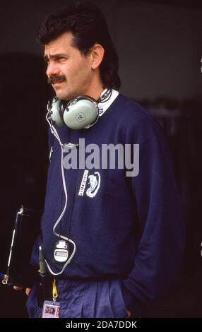 Gordon Murray Brabham F1-Designer beim Großen Preis von Portugal 1985 Estoril. Stockfoto