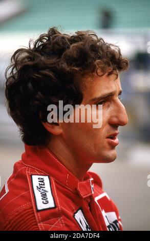 Alain Prost beim Großen Preis von Portugal 1985 Estoril. Stockfoto