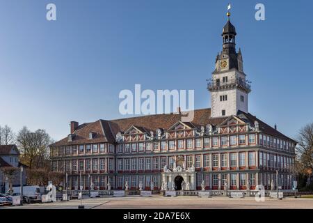 Das mittelalterliche Schloss Wolfenbüttel war ursprünglich der Lebensraum der lokalen Herrscher. Jetzt ist es als Gymnasium, Akademie der Künste und ein Museum. Stockfoto