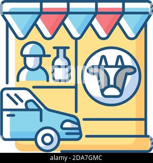 Fahren Sie durch Molkerei RGB-Farbsymbol Stock Vektor