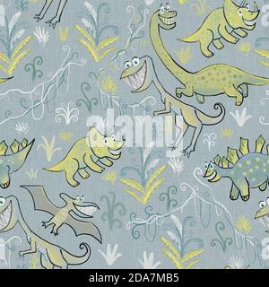 Dinosaurier Nahtloses Muster Stockfoto