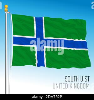 Offizielle Flagge der South Uist, Großbritannien, Vektorgrafik Stock Vektor