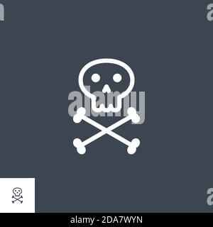 Symbol für Schädel- und Knochenvektor-Glyphe. Stock Vektor